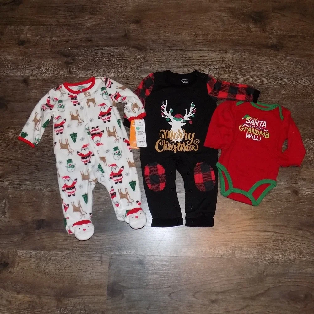 Carters Patpat Christmas Bundle Baby 3-6M‎ Red Black White Good Holiday Outfits